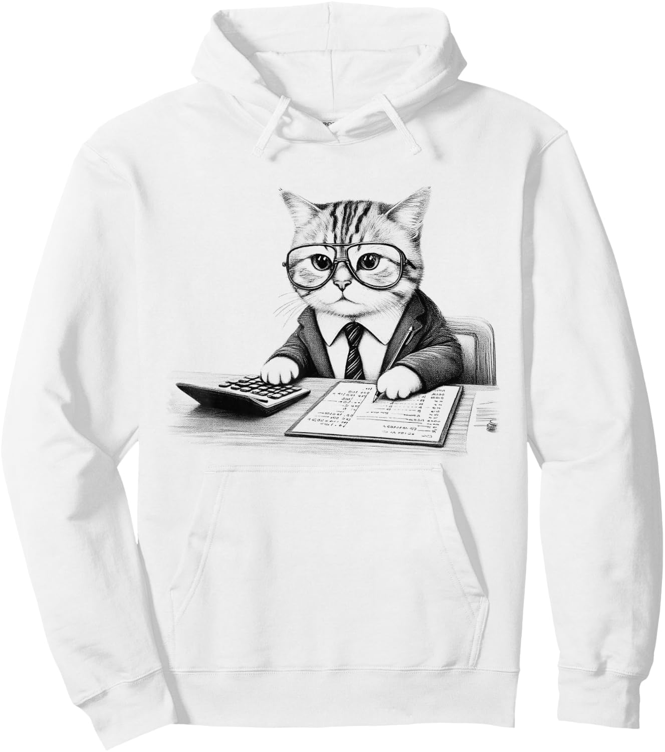 Vintage Retro Accountant Cat Kitten Lover Hoodie - Hoodie | White