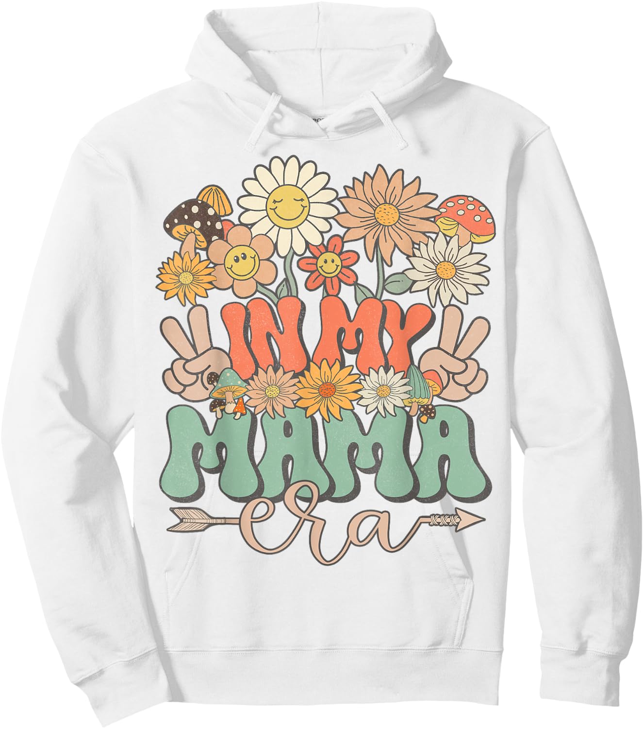In My Mama Era Floral Hippie Groovy Retro Daisy Mother's Day Hoodie - Hoodie | White