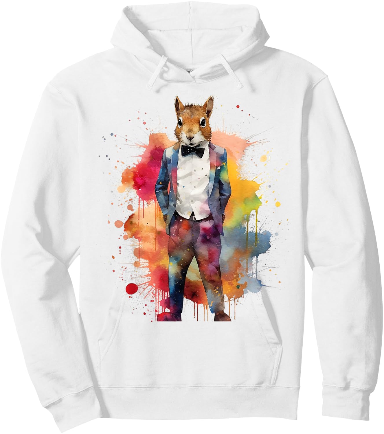 Squirrel Colourful Artwork - Animal Art Squirrel Hoodie - Hoodie | White