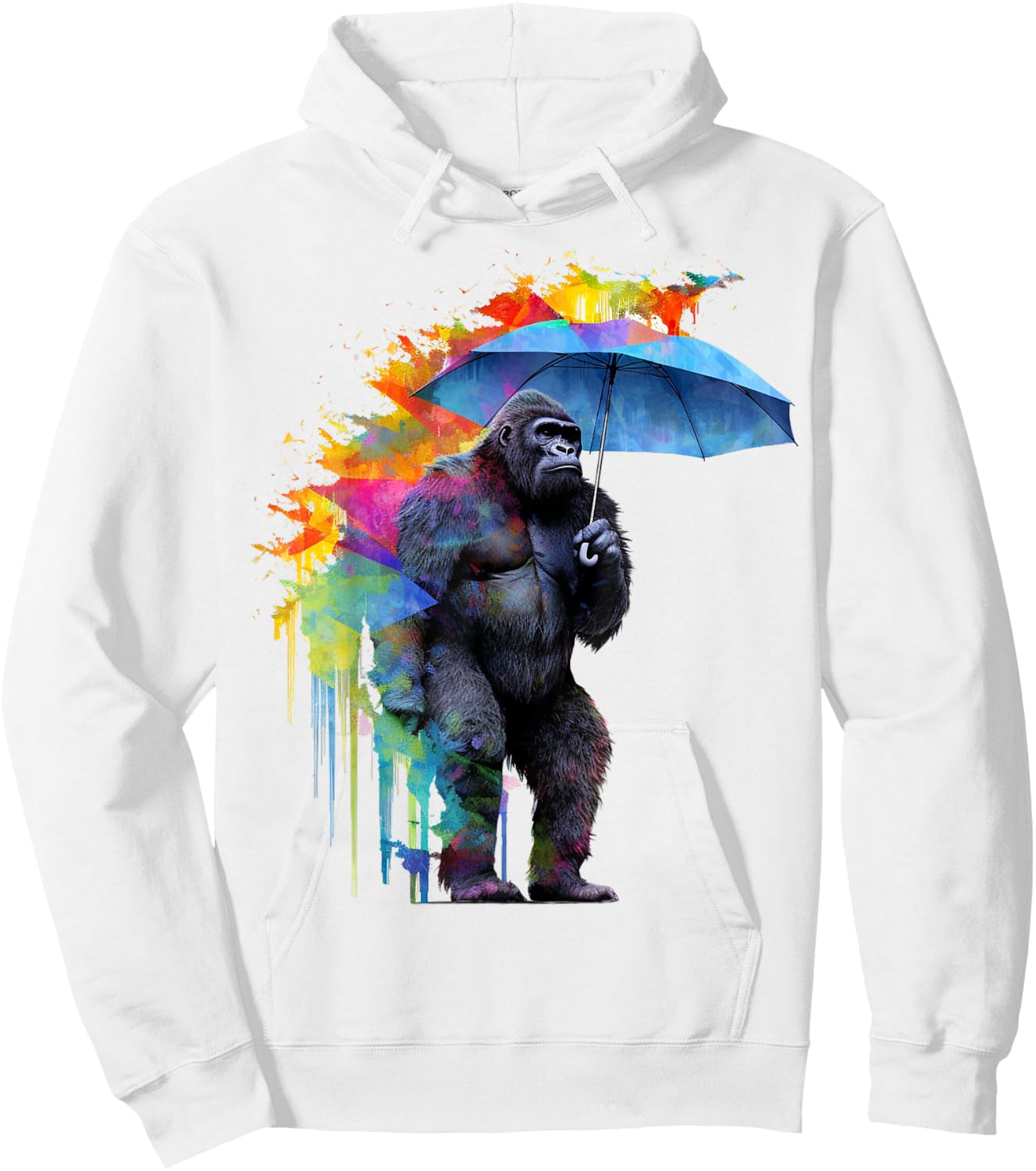 Gorilla Umbrella Artwork Colourful - Animal Monkey Zoo Gorilla Hoodie - Hoodie | White