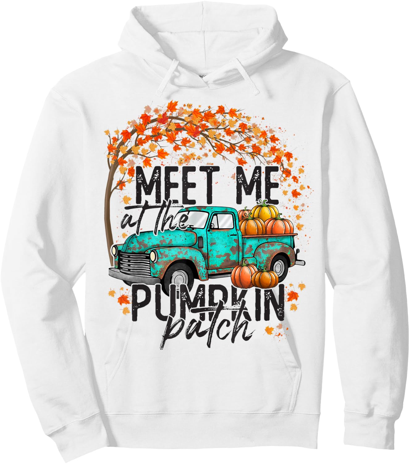 Meet Me at The Pumpkin Patch Fall Autumn Thanksgiving Gift Hoodie - Hoodie | White