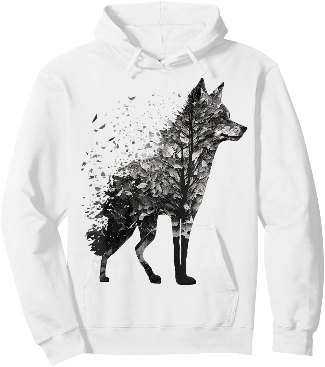Wolf Tree Decay Drawing Animal Print Art Wolf Hoodie - Hoodie | White