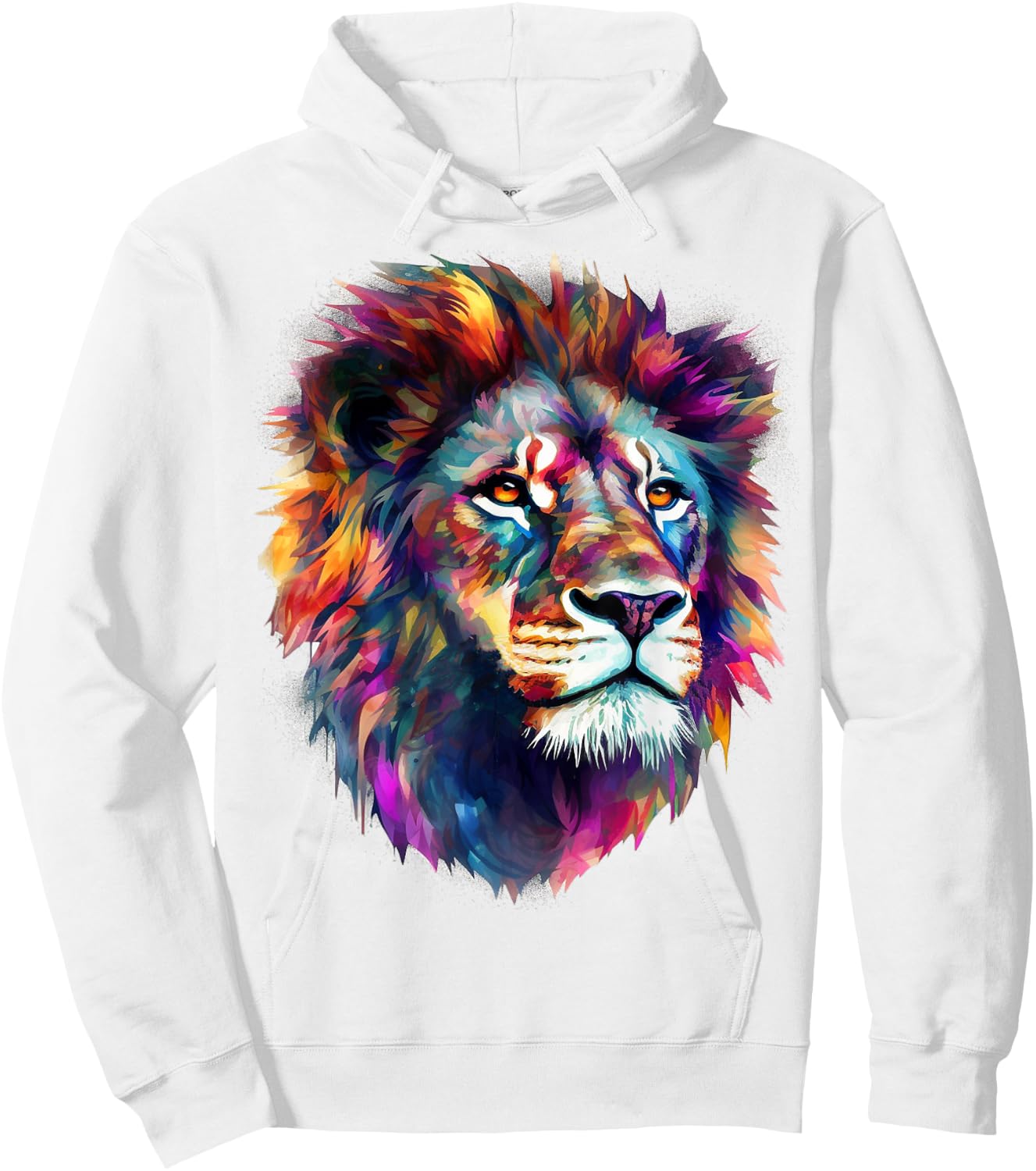 Lion Art - Colourful Animal Lion Hoodie - Hoodie | White