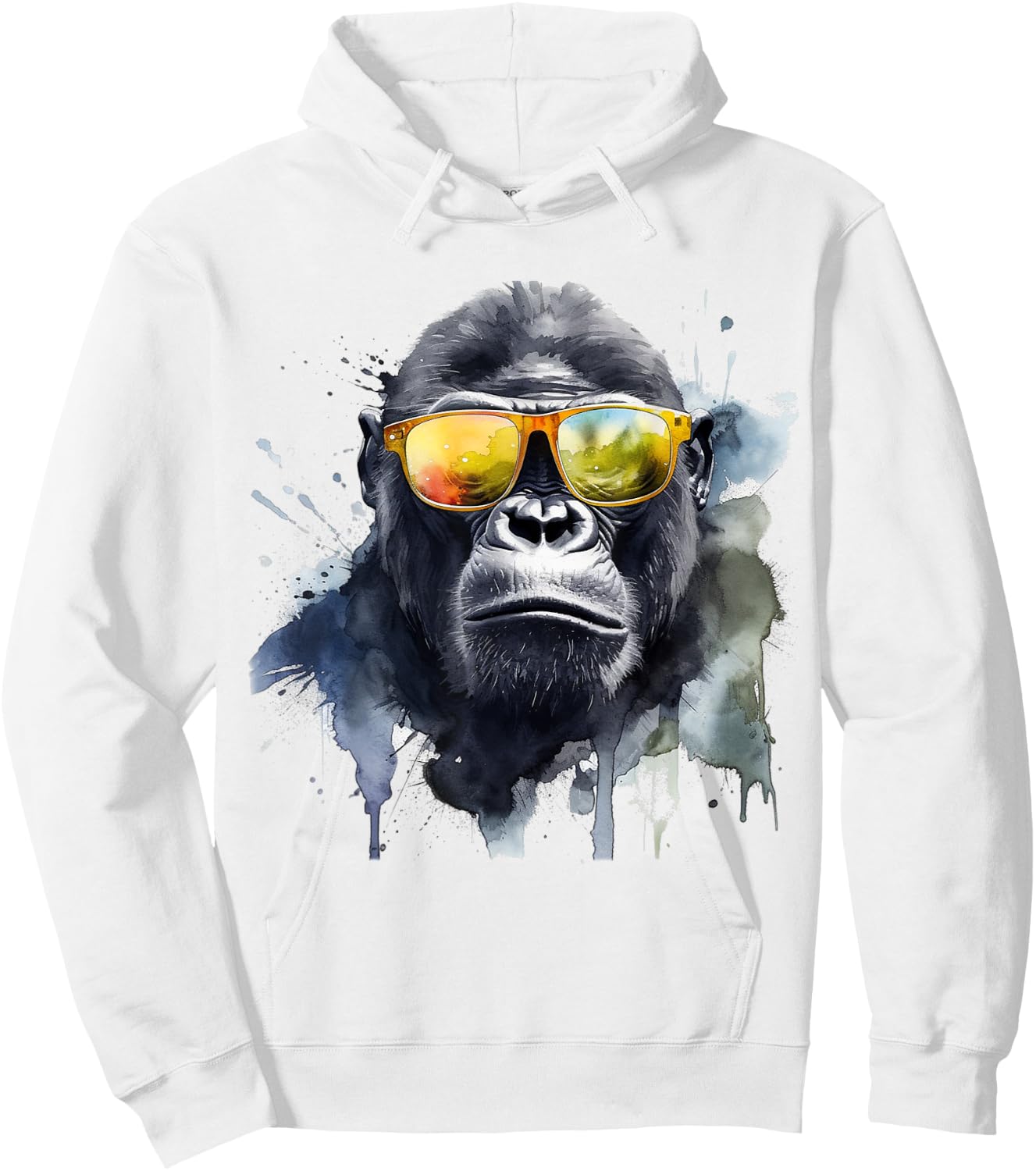 Gorilla Sunglasses Artwork - Animal Art Monkey Zoo Gorilla Hoodie - Hoodie | White