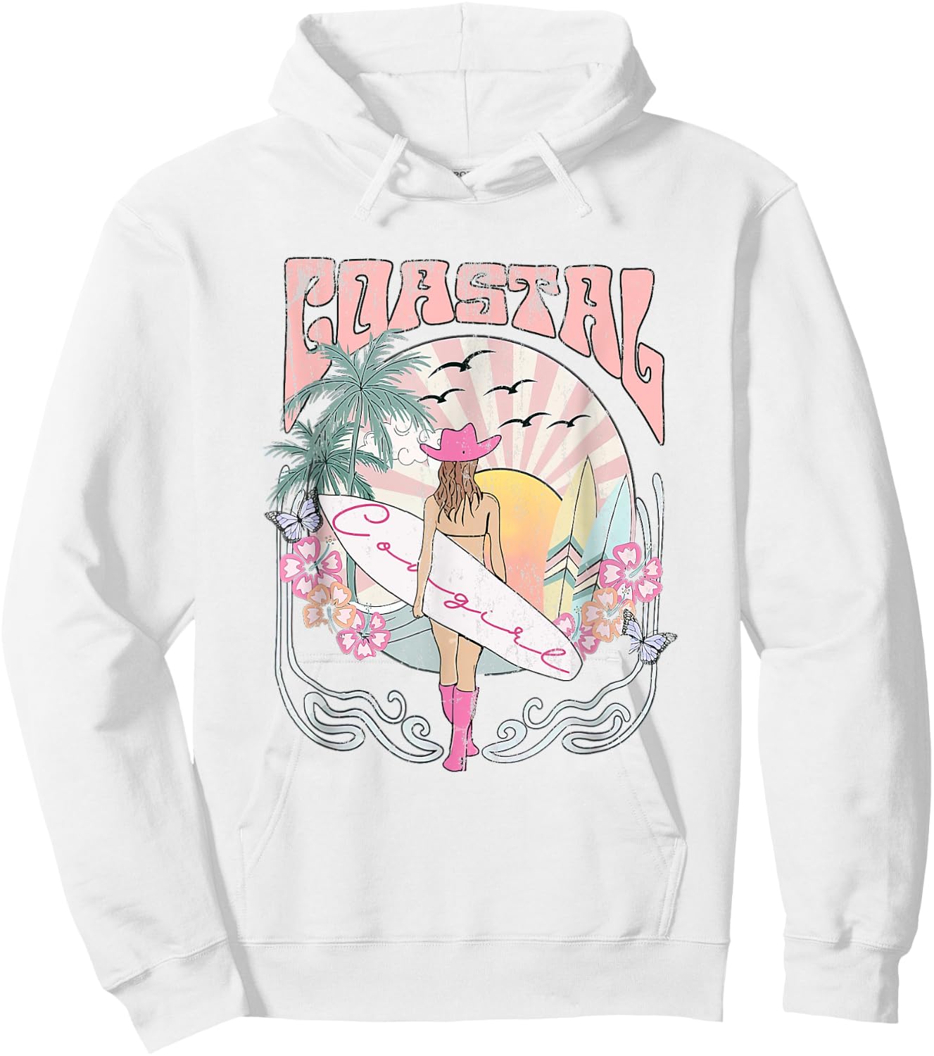 Coastal Cowgirl Aesthetic Cowgirl Surf Beach Cowgirls Outfit Hoodie - Hoodie | White
