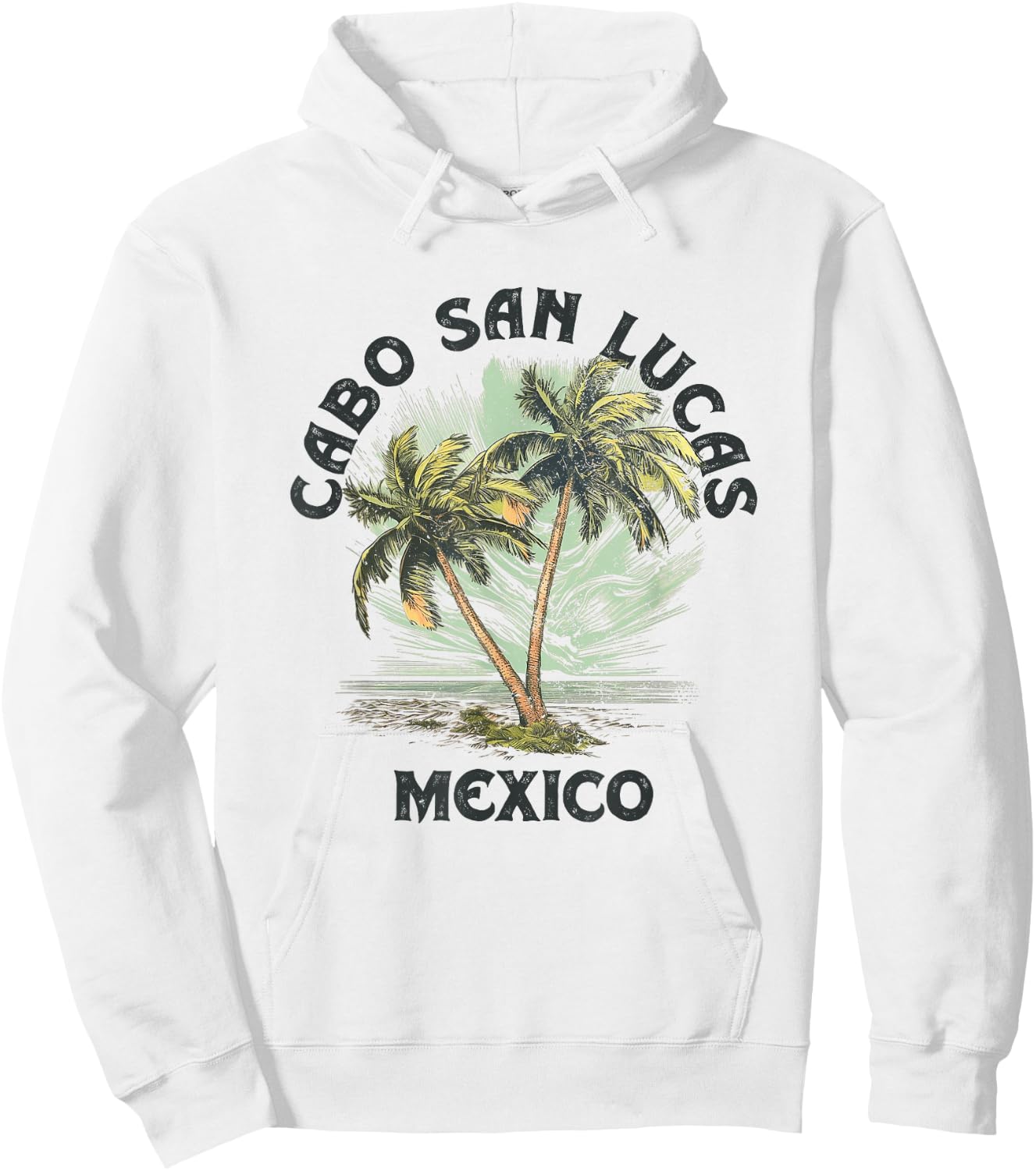 Cabo San Lucas Mexico Palms Vintage Beach Hoodie - Hoodie | White