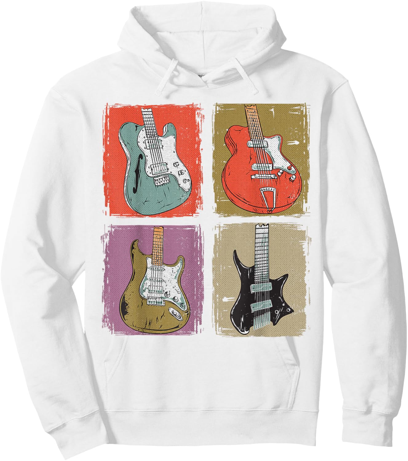 Electric Guitar Collection Band Guitarist Vintage Music Hoodie - Hoodie | White