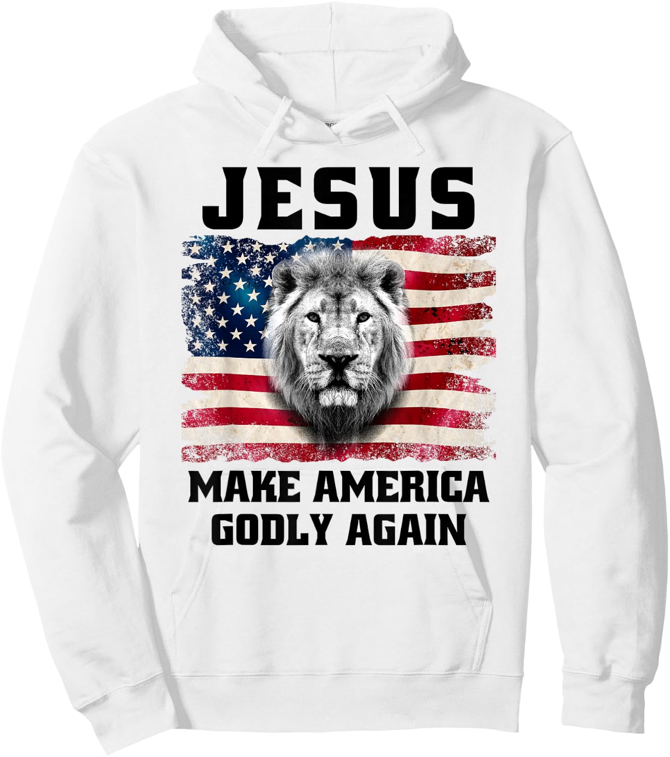 Christian Faith Jesus Make America Godly Again USA Flag Hoodie - Hoodie | White