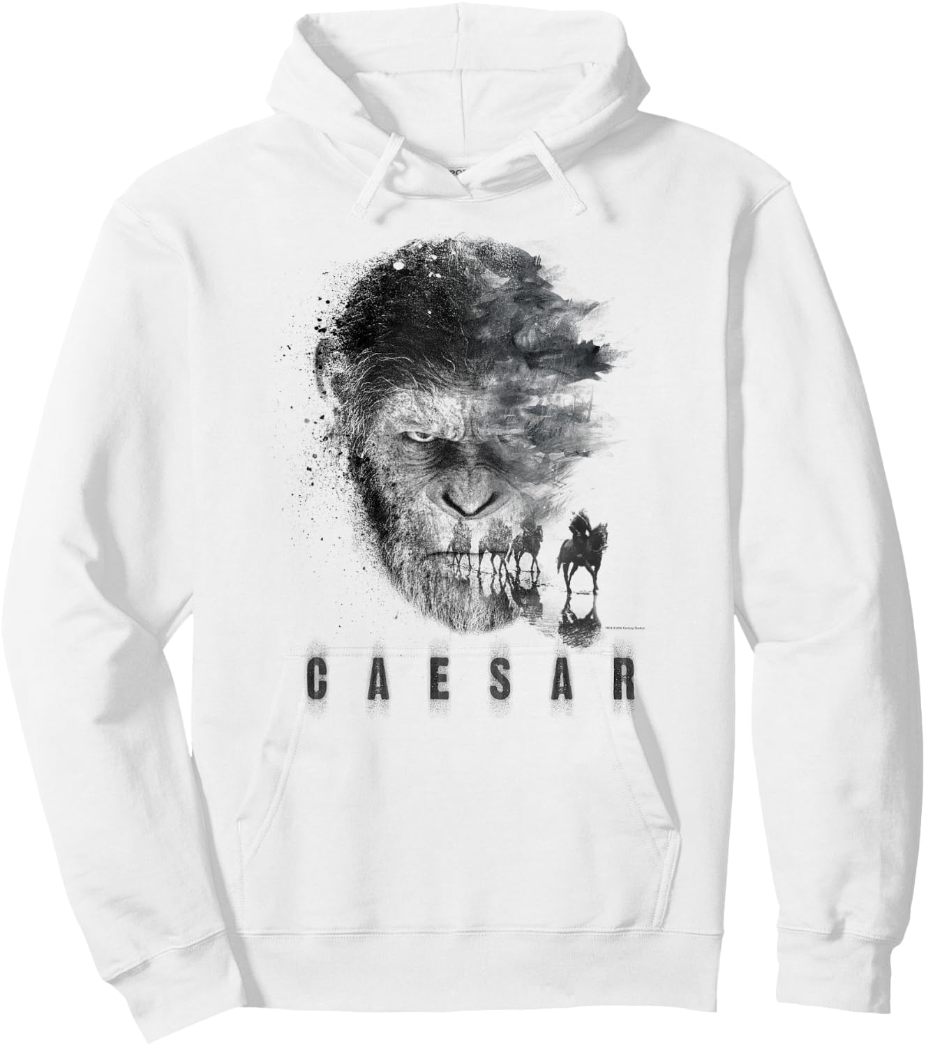 War for The Planet of The Apes Monochrome Caesar & Riders Hoodie - Hoodie | White
