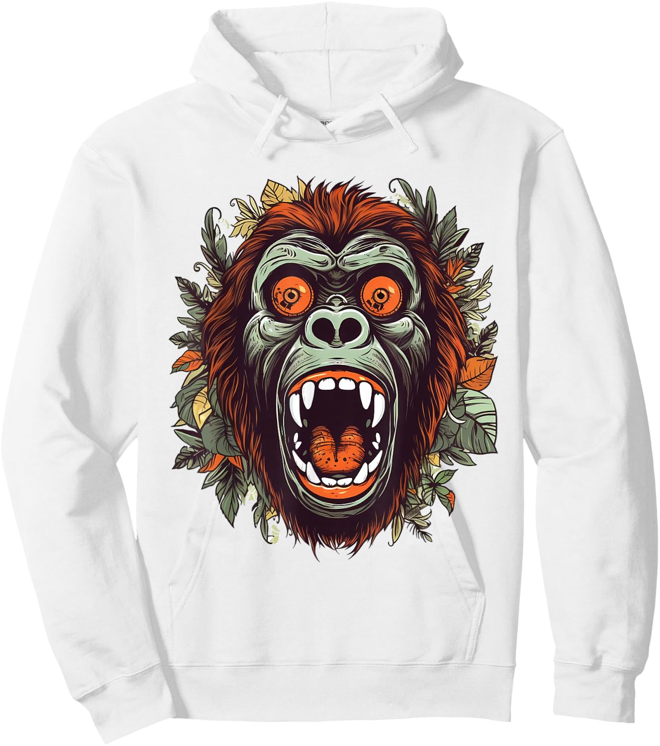 Screaming Gorilla Head Face Art Ape Wildlife Lover Artwork Hoodie - Hoodie | White