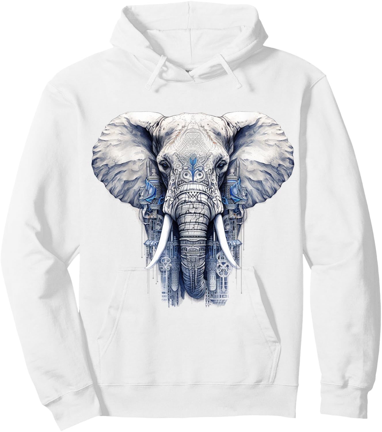 Elephant Artwork - Animal Motif Art Animal Elephant Hoodie - Hoodie | White