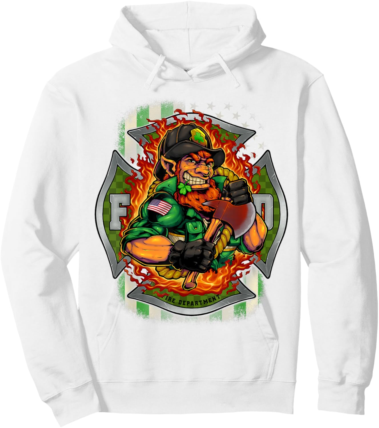 Cute Funny St Patrick's Day Shirt Leprechaun Firefighter Hoodie - Hoodie | White