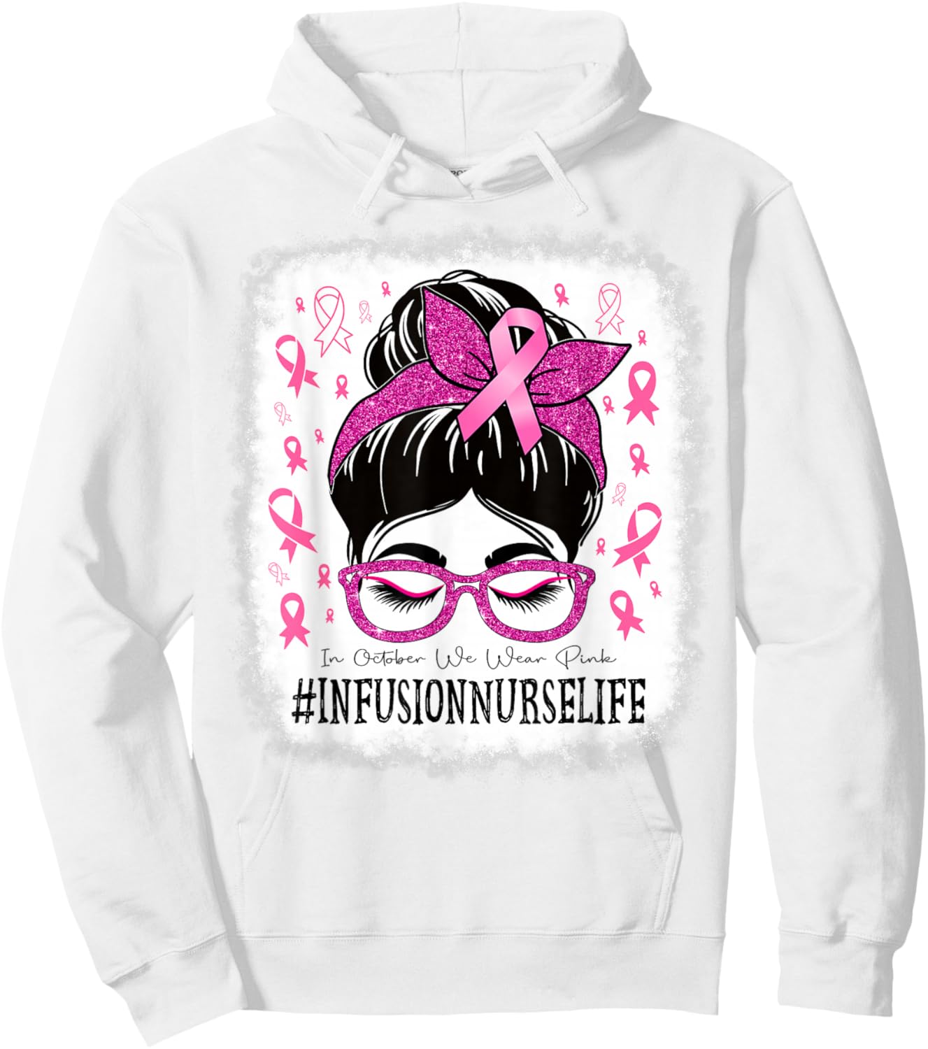 Infusion Nurse In October We Wear Pink Women Breast Cancer Hoodie - Hoodie | White