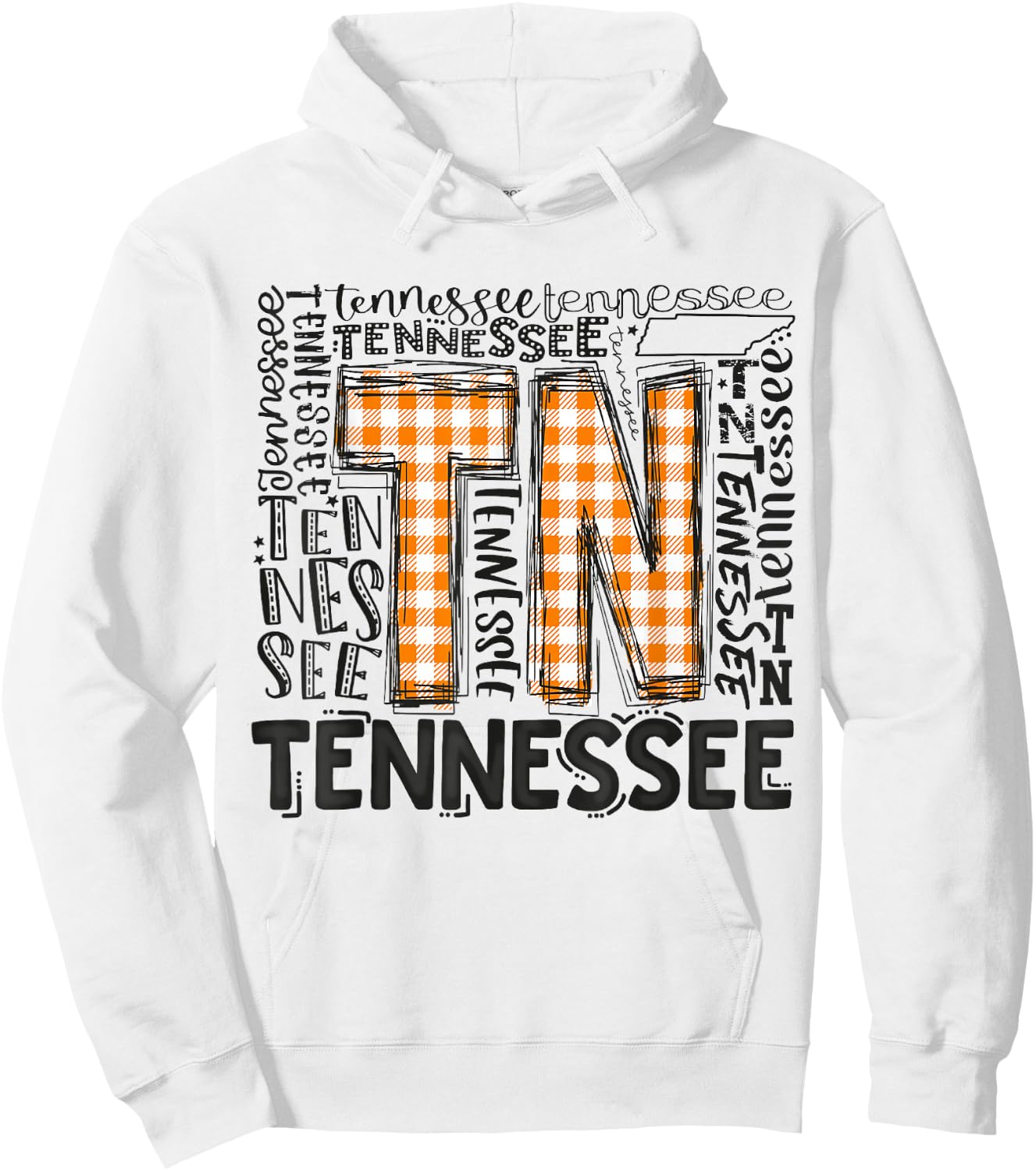 Tennessee State Flag Orange Plaid TN Hoodie - Hoodie | White