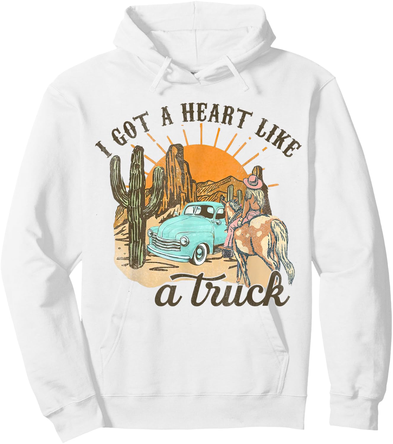 Heart Like A Truck, Howdy Rodeo Western, Southern Cowgirls Hoodie - Hoodie | White