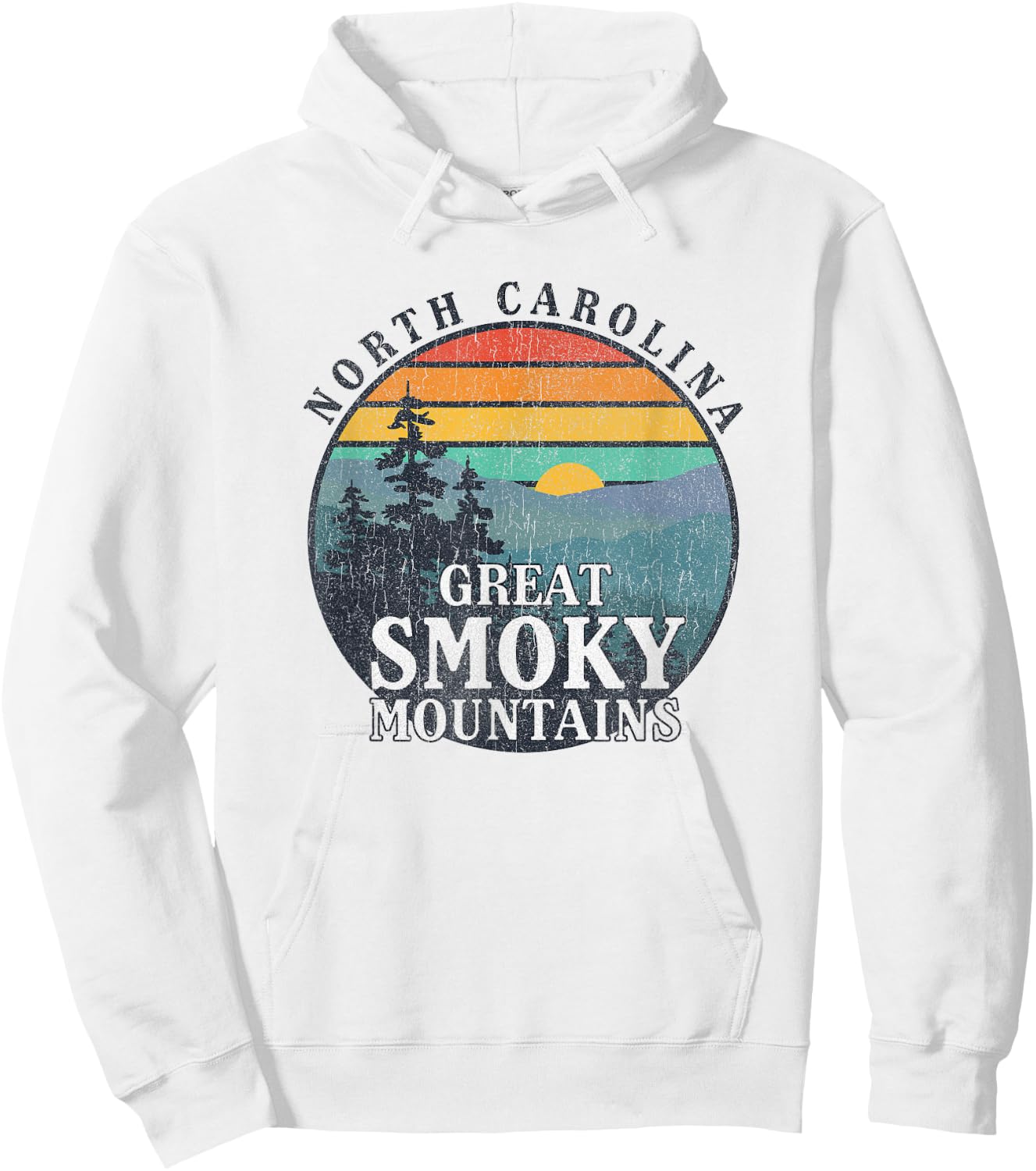 Great Smoky Mountains National Park Retro Sunset Hoodie - Hoodie | White
