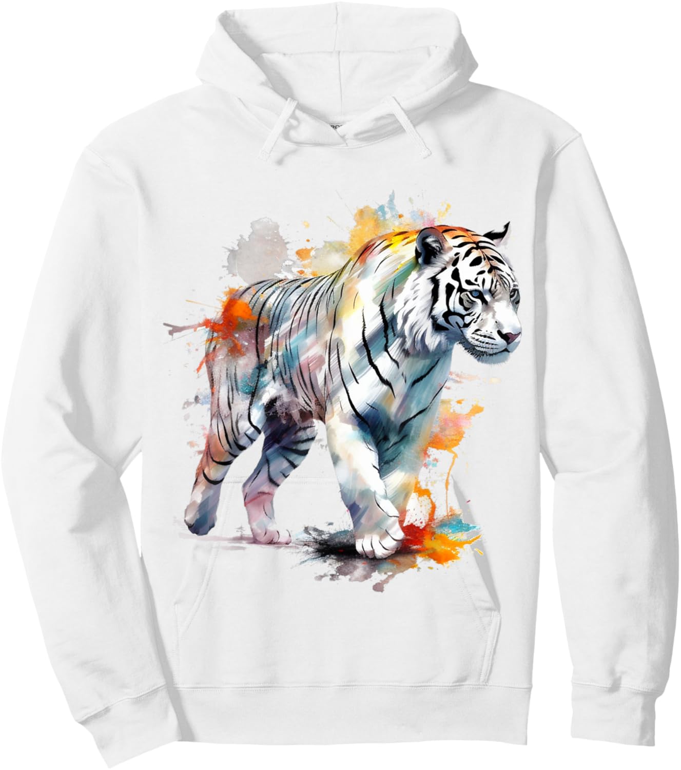 Tiger Colourful Artwork - Zoo Animal Tiger Hoodie - Hoodie | White