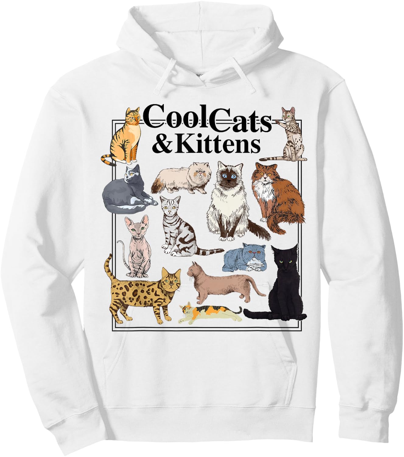 Cools Cat and Kitten Cat Types Funny Hoodie - Hoodie | White