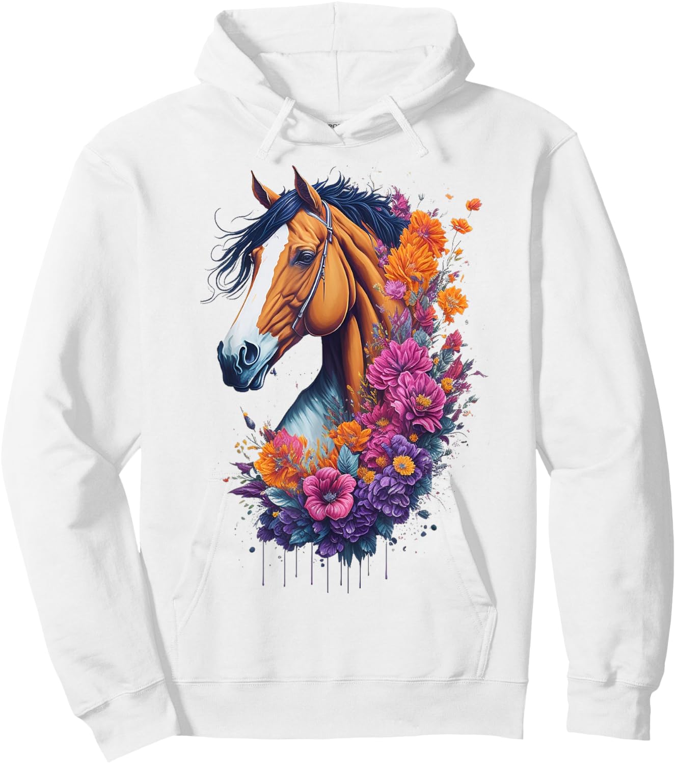 Flower Horse Spring Nature Horse Lovers & Men Hoodie - Hoodie | White