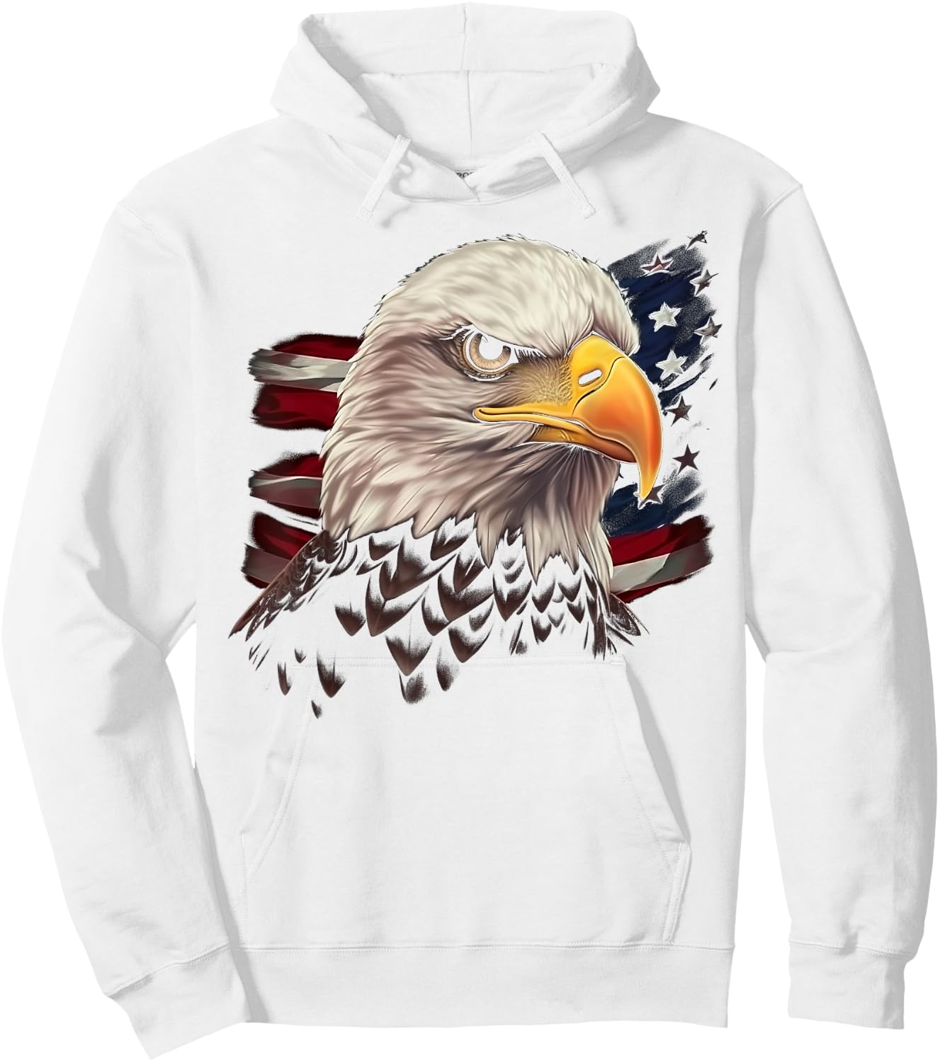 American Flag Eagle Birds USA Patriotic Design Hoodie - Hoodie | White