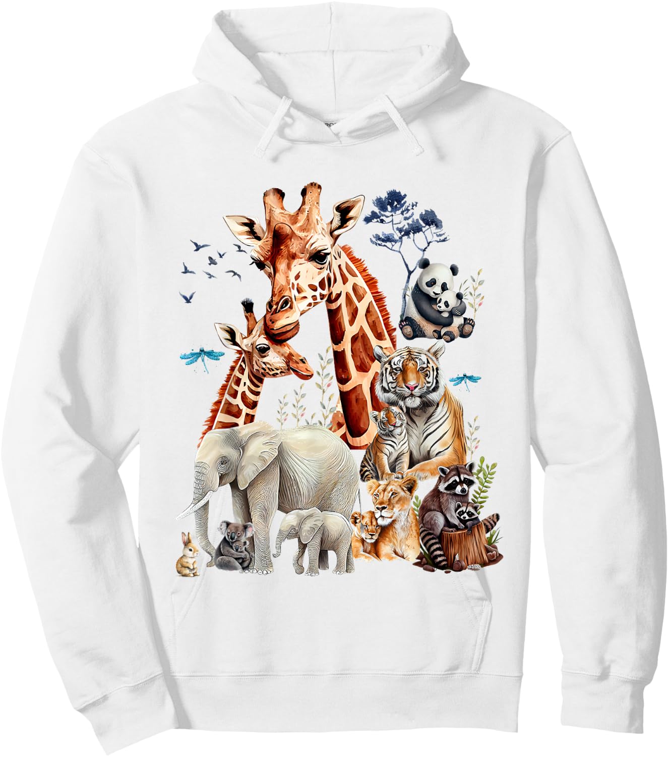 Jungle Animal Wildlife Safari Forest Zoo Theme Wild Animals Hoodie - Hoodie | White