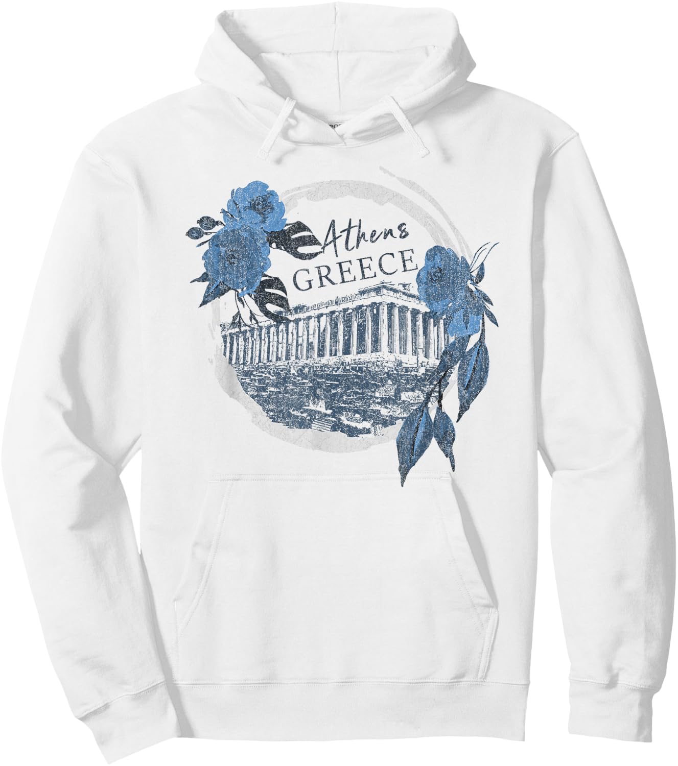 Athens Greece Parthenon Floral Hoodie - Hoodie | White