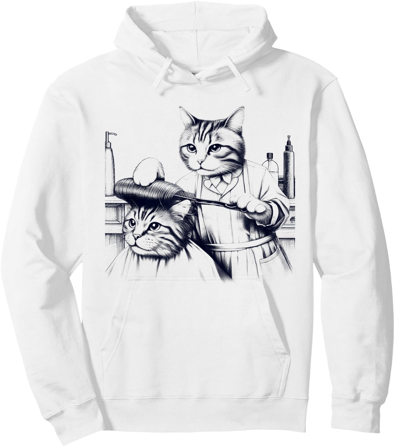 Vintage Retro Hair Stylist Cat Kitten Lover Men Women Kids Hoodie - Hoodie | White