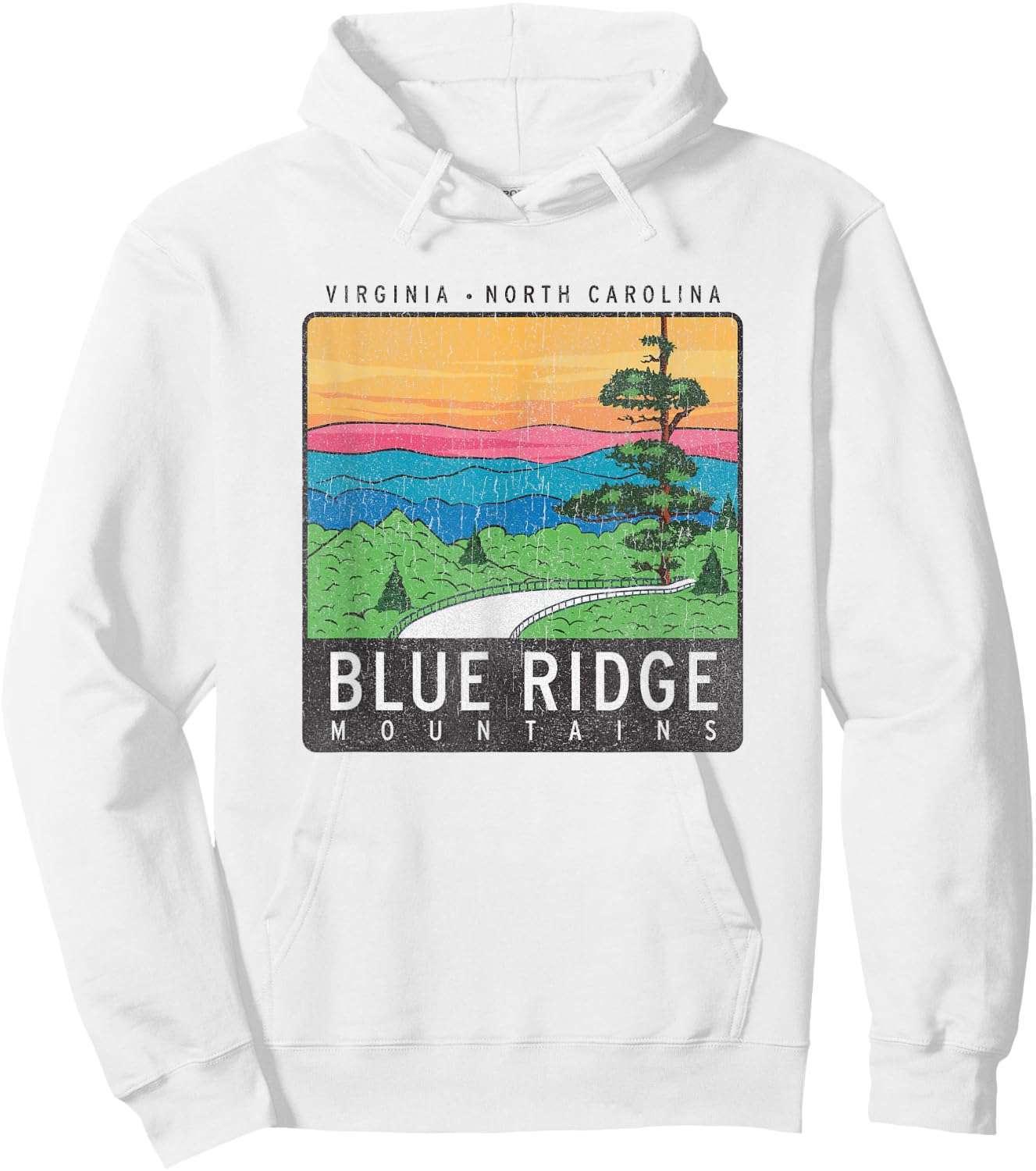 Blue Ridge Mountains National Park Retro Hoodie - Hoodie | White