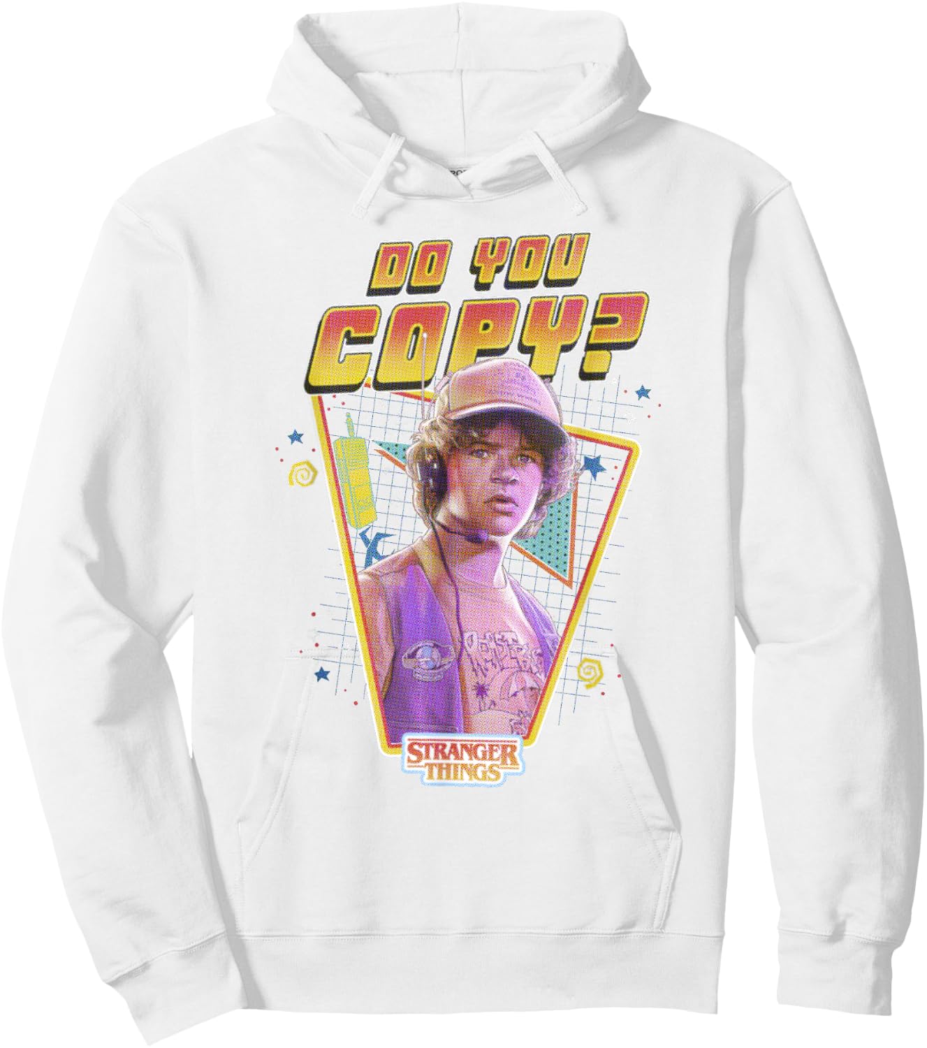 Stranger Things Dustin Henderson Do You Copy? Retro Logo Hoodie - Hoodie | White
