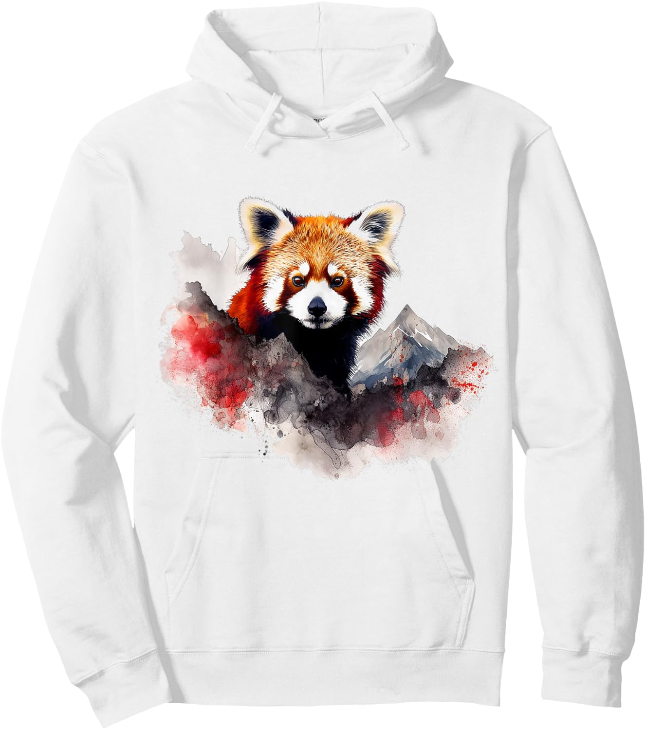 Red Panda Mountains Artwork | Animal Landscape Red Panda Hoodie - Hoodie | White