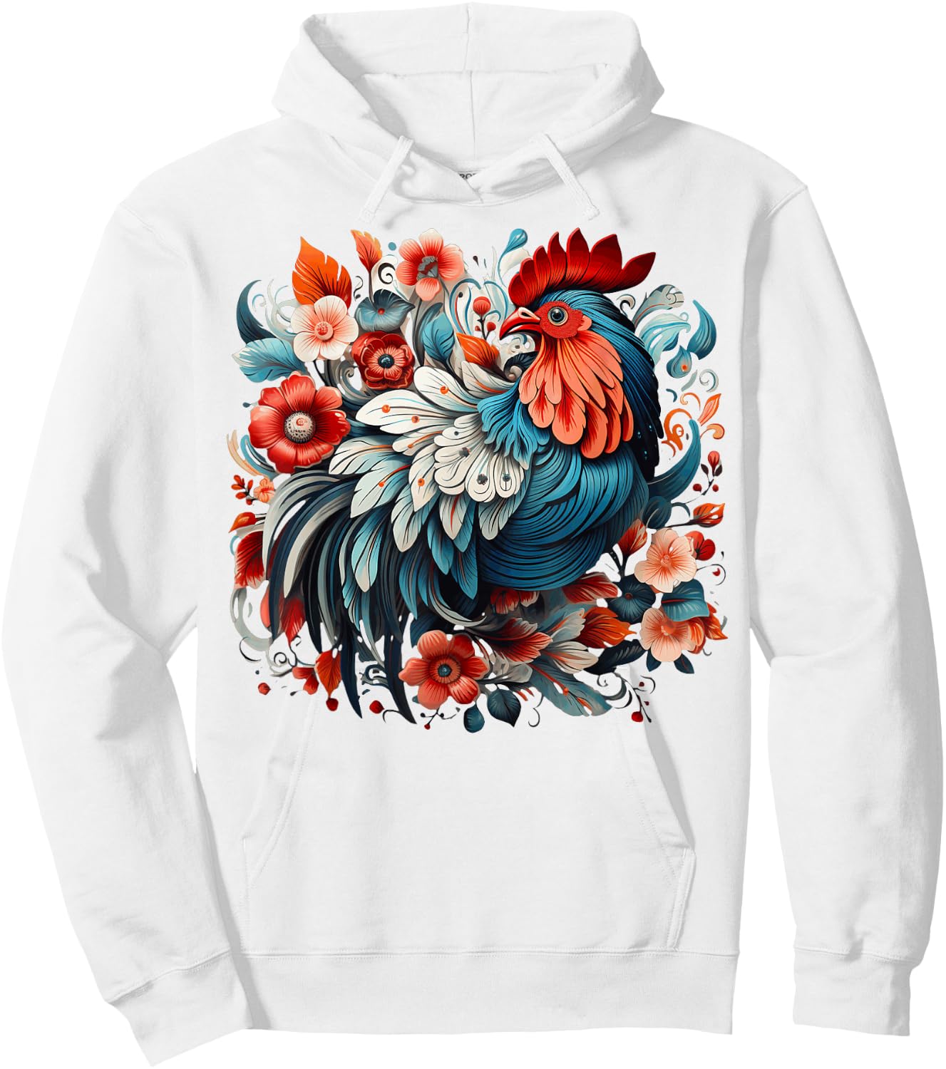 Chicken Floral Hoodie - Hoodie | White