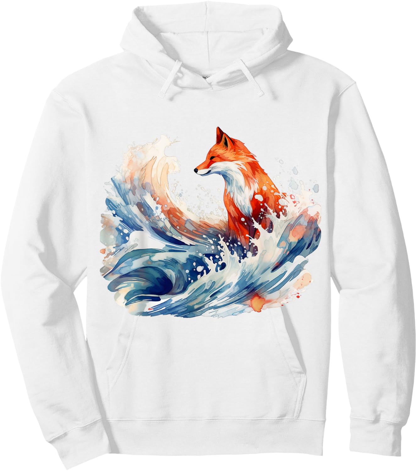 Fox Wave Artwork, Animal Art, Fox Hoodie - Hoodie | White