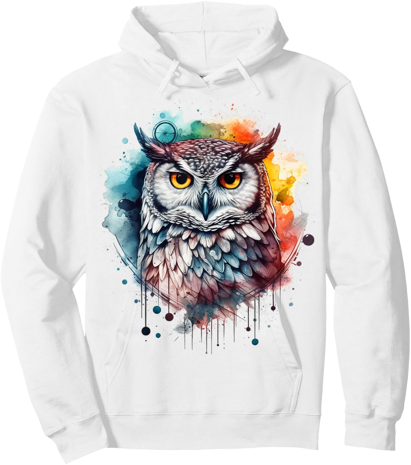 Owl artwork, colourful animal lovers, bird art, animal owl Hoodie - Hoodie | White