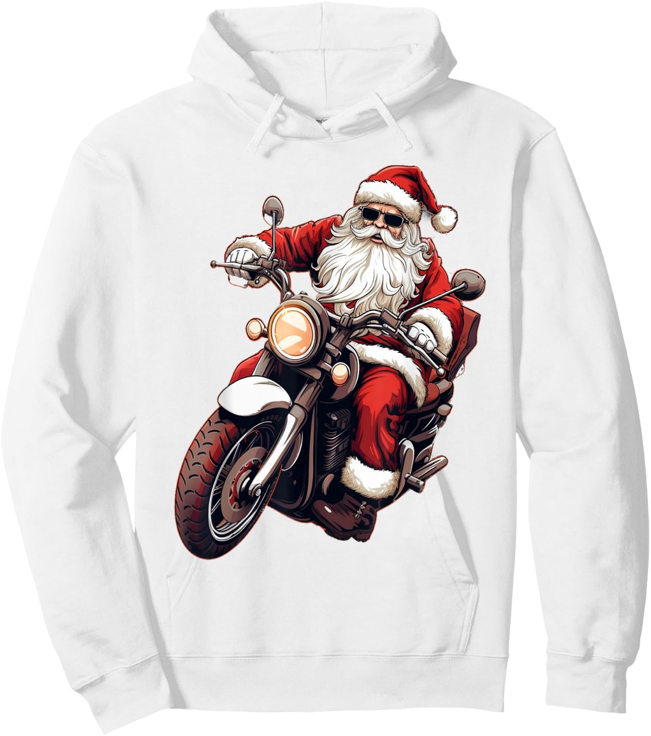 Santa Riding Motorcycle Bike Funny Christmas Biker Xmas Hoodie - Hoodie | White