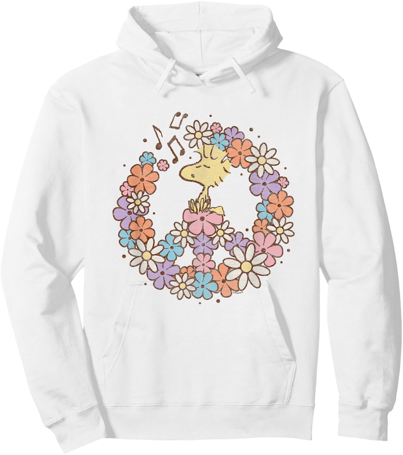 Peanuts - Woodstock Floral Peace Sign Hoodie - Hoodie | White