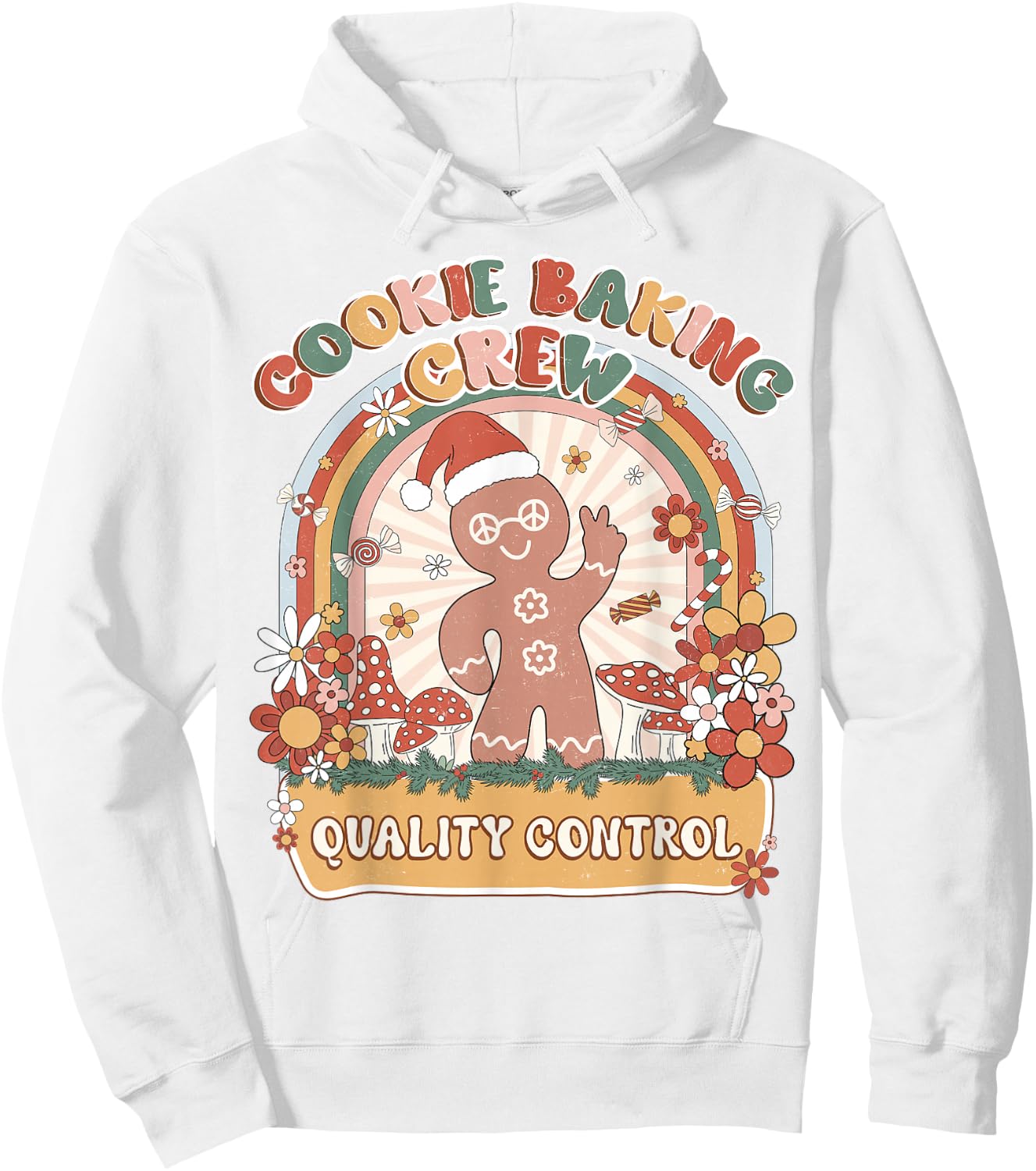 Quality Control Cookie Baking Crew Retro Groovy Matching Hoodie - Hoodie | White