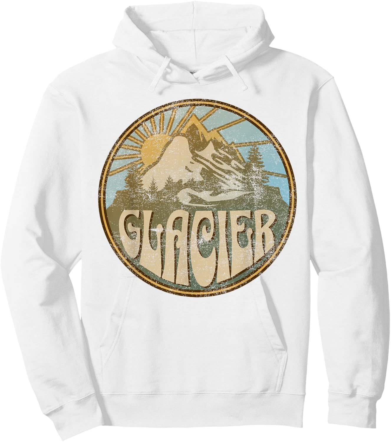 Glacier Montana Nature Mountains Hiking Outdoors Vintage Hoodie - Hoodie | White