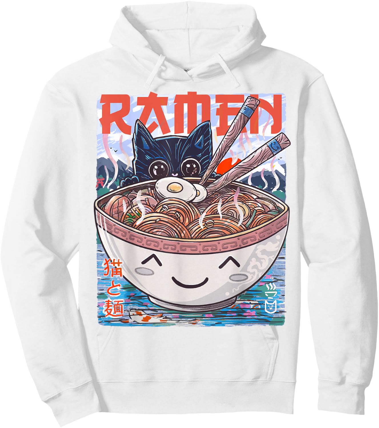 Ramen Noodles Anime Cat Hoodie - Hoodie | White