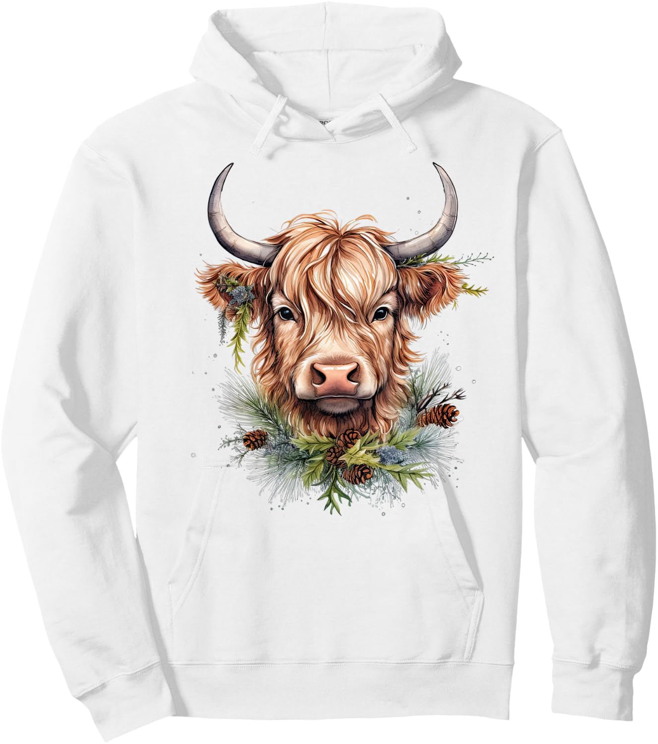Scottish Highland Cow Cattle Hairy Cow Christmas Woman Hoodie - Hoodie | White