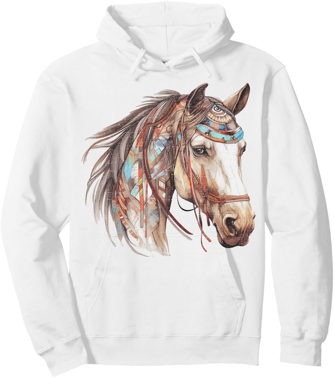 Horse Tribal Abstract Art Native American Geometric Horses Hoodie - Hoodie | White