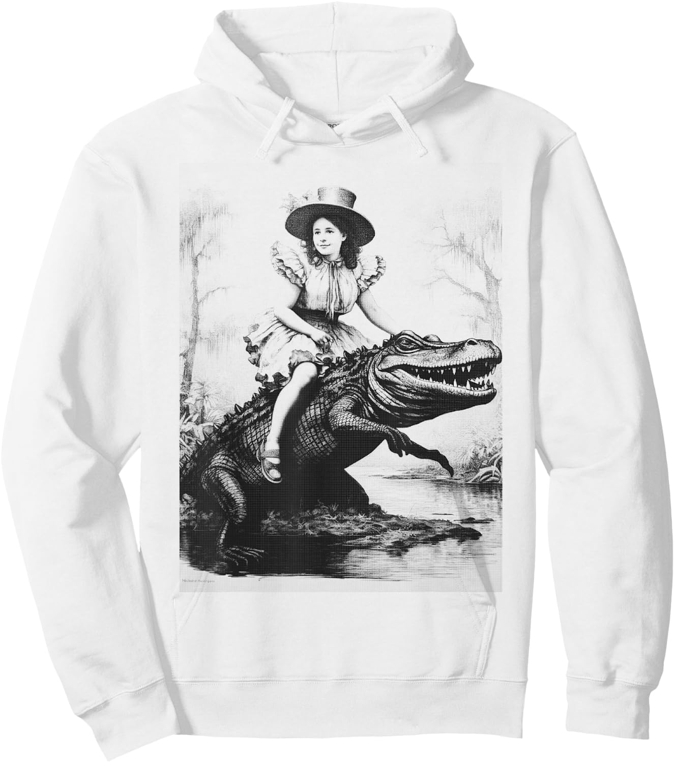 Girl Riding Alligator | Weird Funny Florida Crocodile Meme Hoodie - Hoodie | White