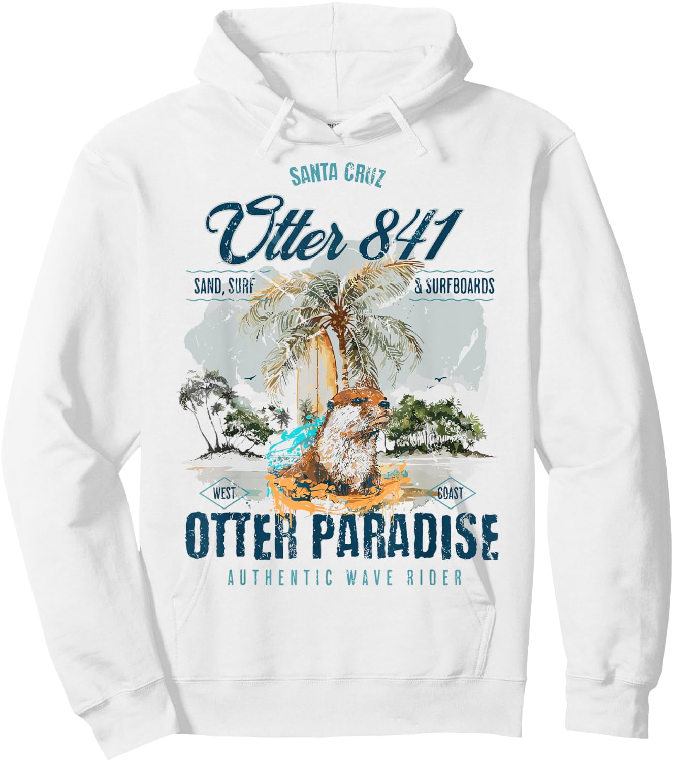 Otter 841 Surfing Otter 841 California Surf Board Otter 841 Hoodie - Hoodie | White