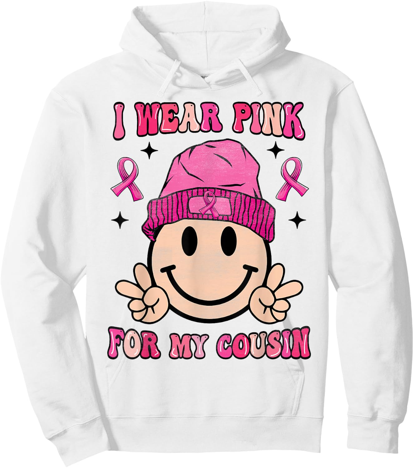 I Wear Pink For My Cousin Breast Cancer Awareness Women Hoodie - Hoodie | White