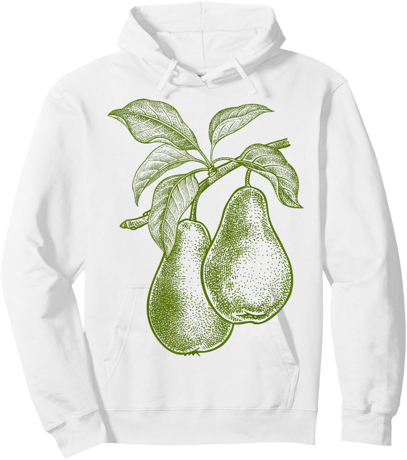 Big Fruit Mono Farblinie Birne Pear Green Fruit Retro Vintage Line Graphic - Pear Hoodie - Hoodie | White
