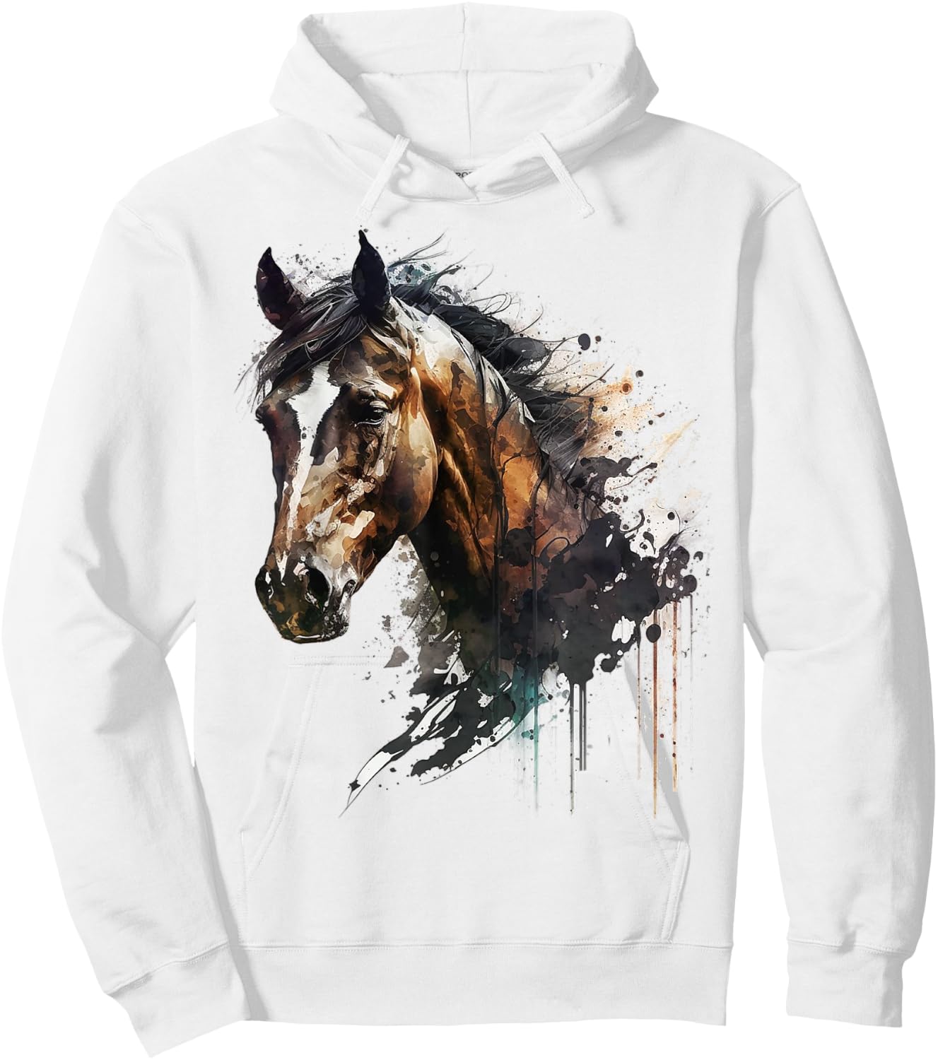 Horse riding art animal print horse motif horse Hoodie - Hoodie | White