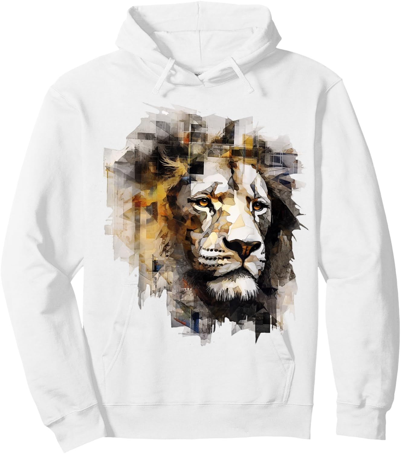 Lion Artwork - Animal Motif Art Lion Hoodie - Hoodie | White