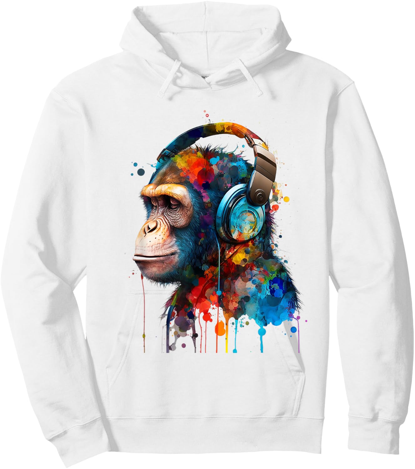 Monkey Wildlife Animal Monkey Lover Cute Monkey Headphones Hoodie - Hoodie | White