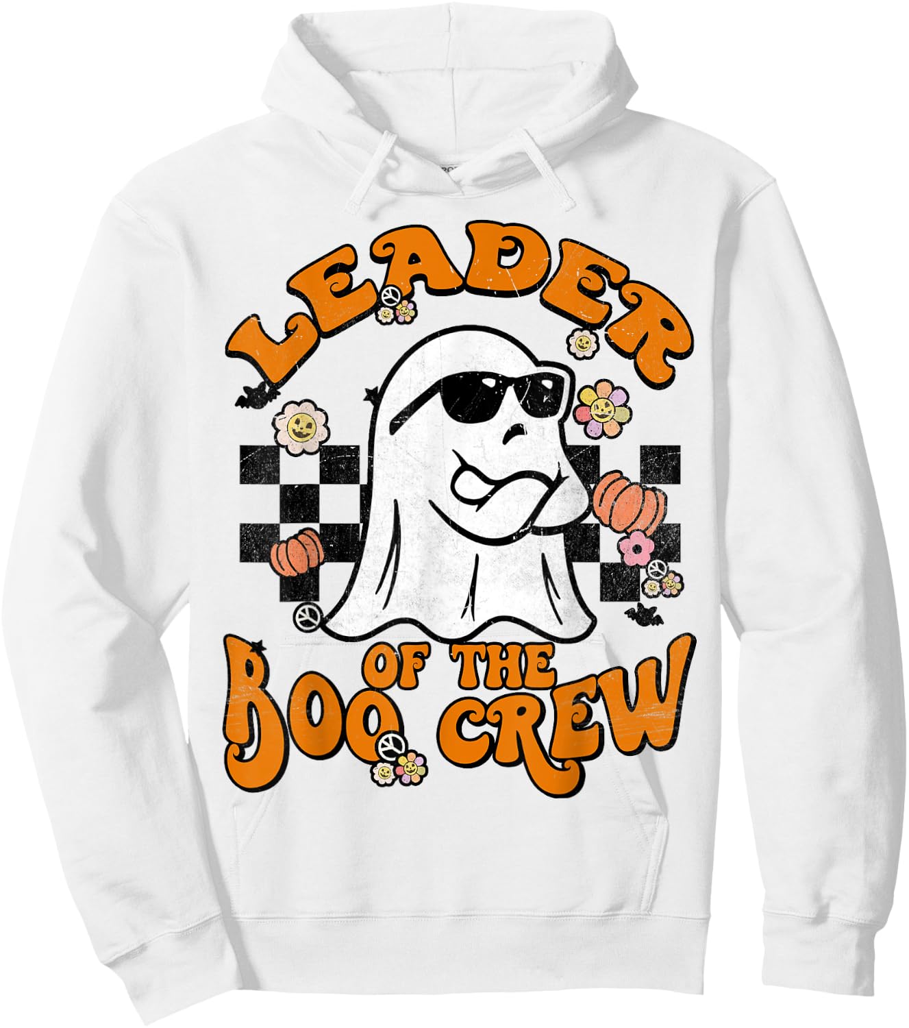 Leader Boo Crew Groovy Matching Family Halloween Men Women Hoodie - Hoodie | White