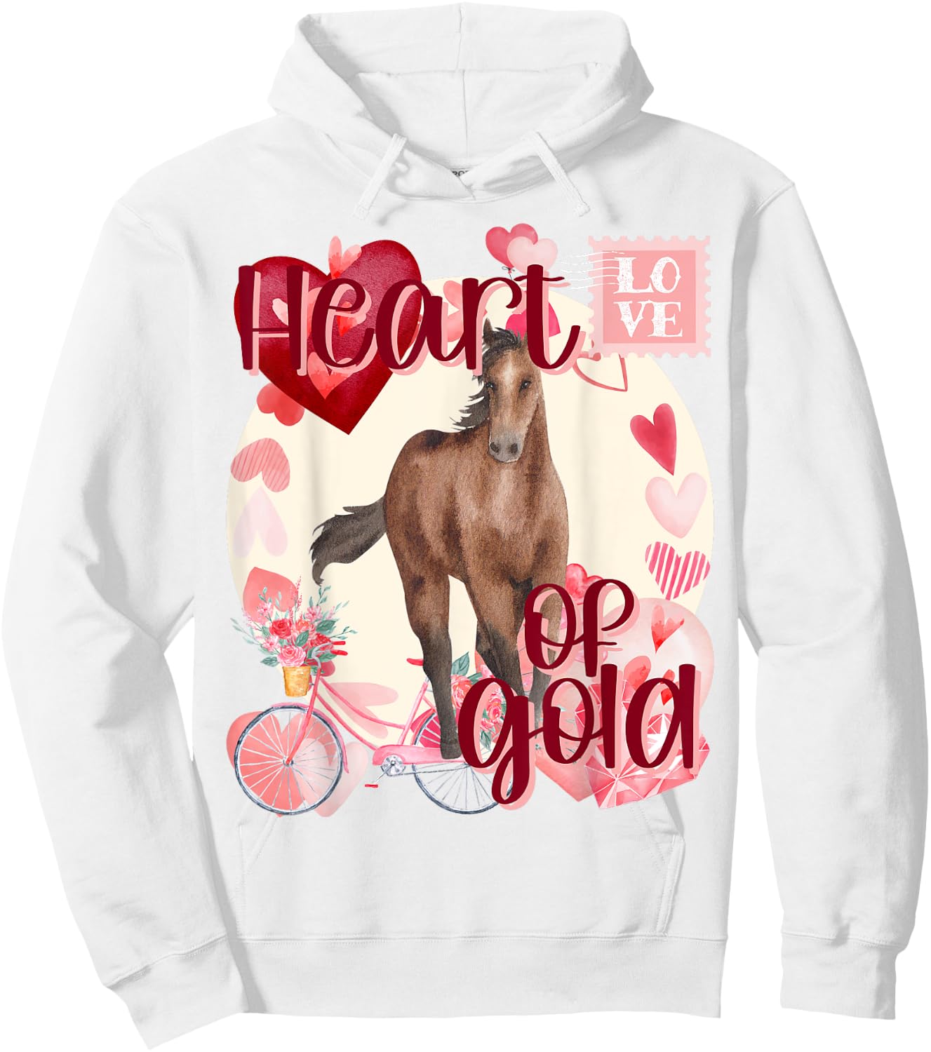 Valentine Horse Simply Watercolor Southern Colors Comfort Hoodie - Hoodie | White