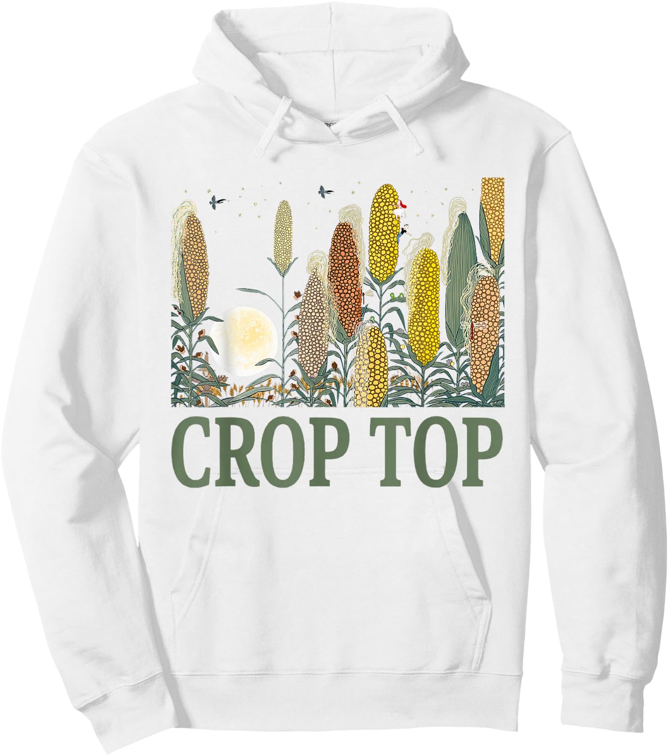Crop Top Corn Farm Life Midwest Sarcasm Hoodie - Hoodie | White